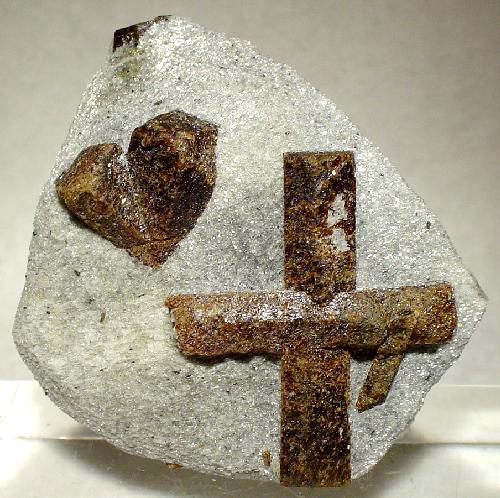 Staurolite - Natural cross like crystals. Image by Robert Lavinsky
