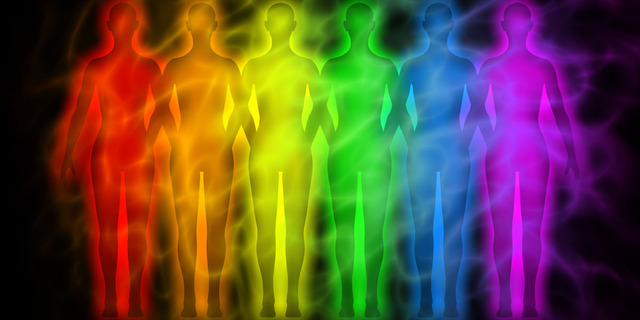 Rainbow people - rainbow silhouettes of human aura